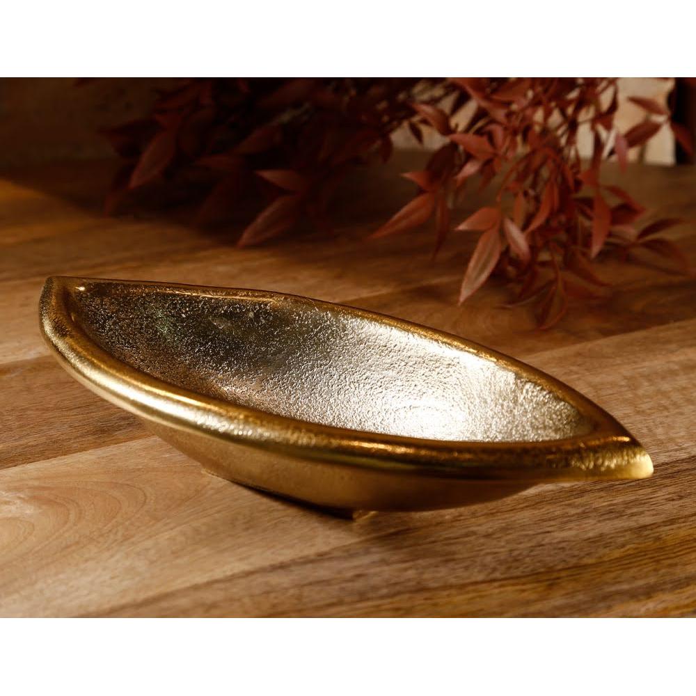 קערת הגשה אובלית עשויה BRASS בגוון זהב מרשים