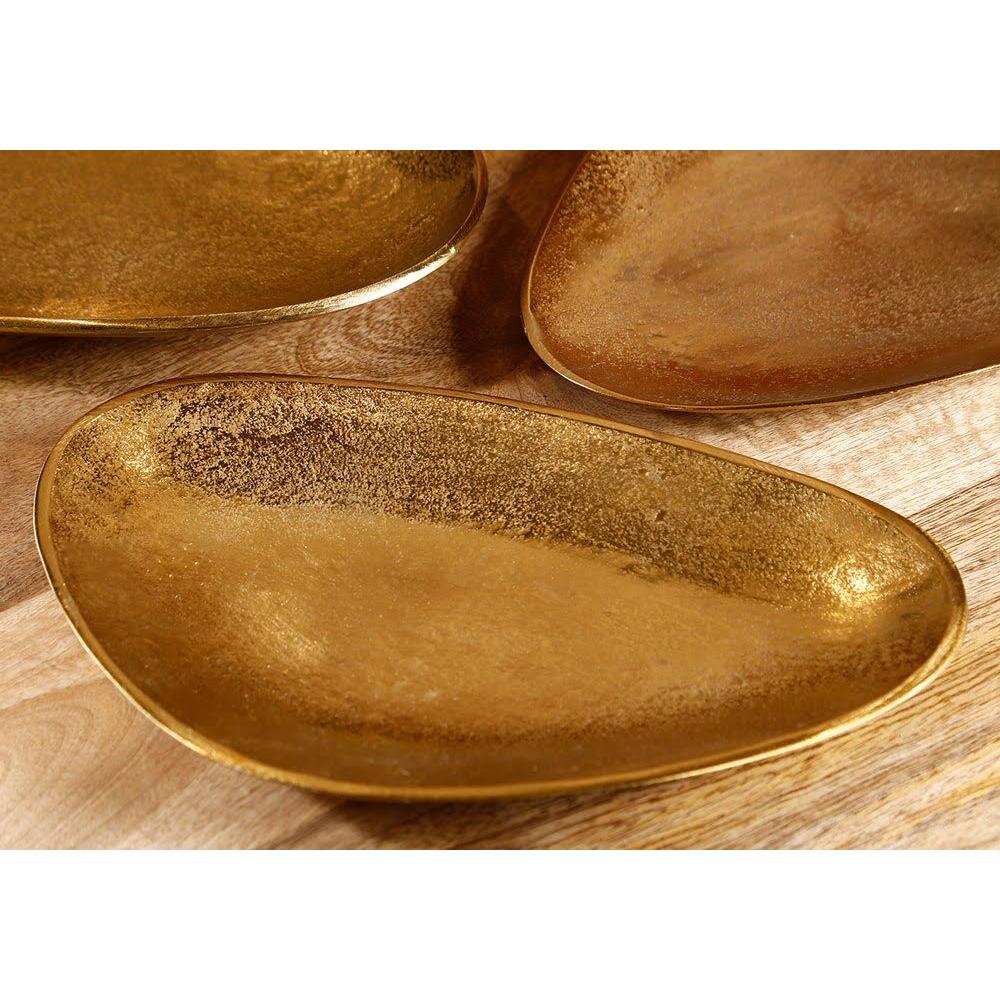 צלחת הגשה אובלית עשויה BRASS GOLD במידה 28X19 ס"מ