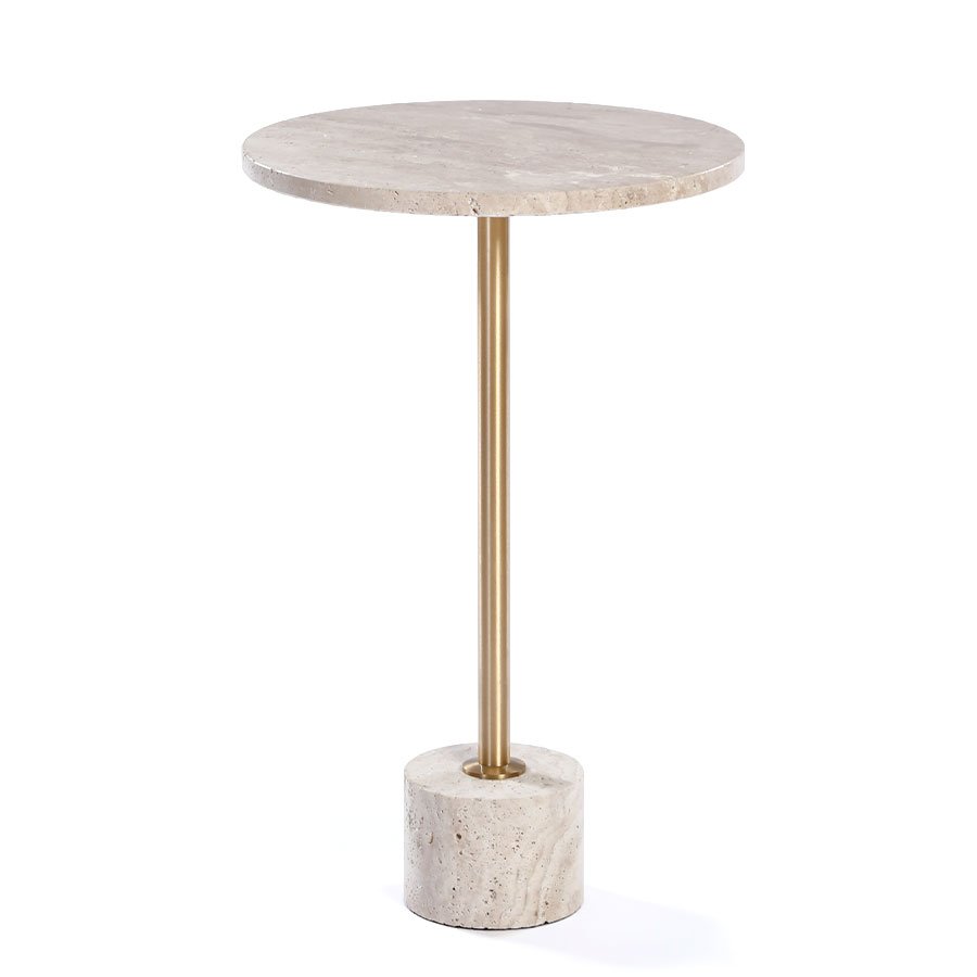 שולחן צד במראה שיש – MarbleWhite / MarbleIvory – שולחן צד MarbleIvory בשילוב מתכת זהב