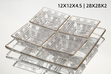 קברט 5 חלקים 12X12X4.5 28X28X2 ס"מ פס זהב CRYSTALINE
