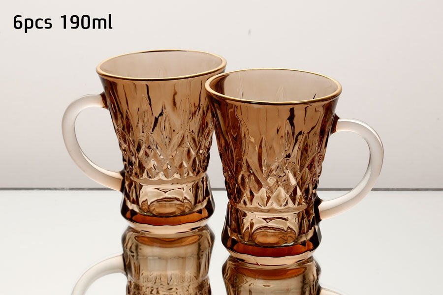 סט 6 כוסות תה 190 מ"ל AMBER GOLD CRYSTALINE 190ml סט מעוצב להגשה ולאירוח