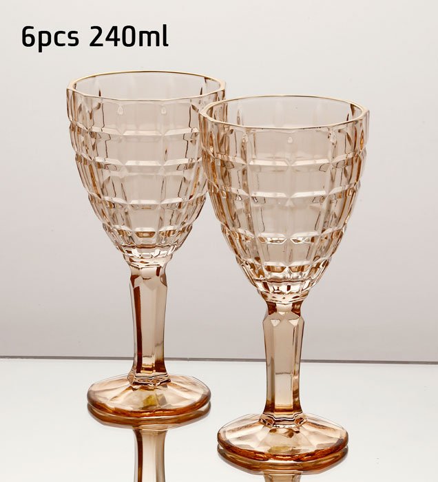 סט 6 גביעי יין 240 מ"ל ROSE GOLD CRYSTALINE