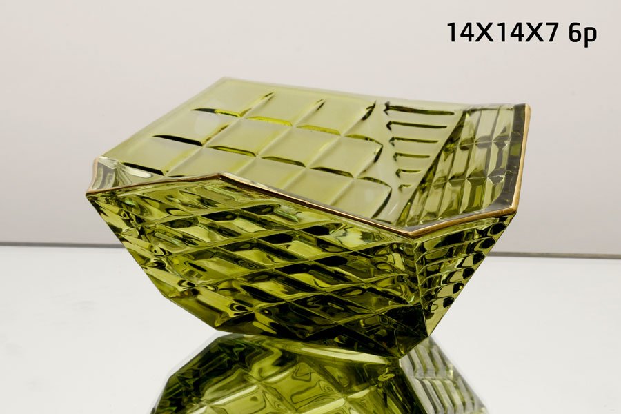 סט 6 בולים 14X14X7 ס"מ GREEN GOLD CRYSTALINE