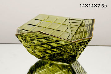 סט 6 בולים 14X14X7 ס"מ GREEN GOLD CRYSTALINE