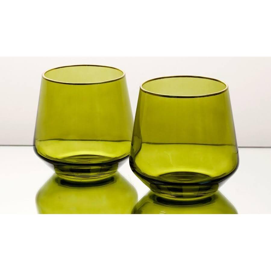 סט 6 כוסות ויסקי עשוי קריסטל ירוק ופס זהב 460ML