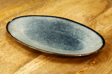 פלטות אובליות STONE WARE – כחול וחום – פלטה אובלית BLUE – דגם 1