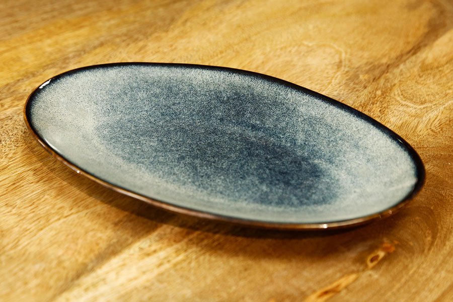 פלטות אובליות STONE WARE – כחול וחום – פלטה אובלית BLUE – דגם 1