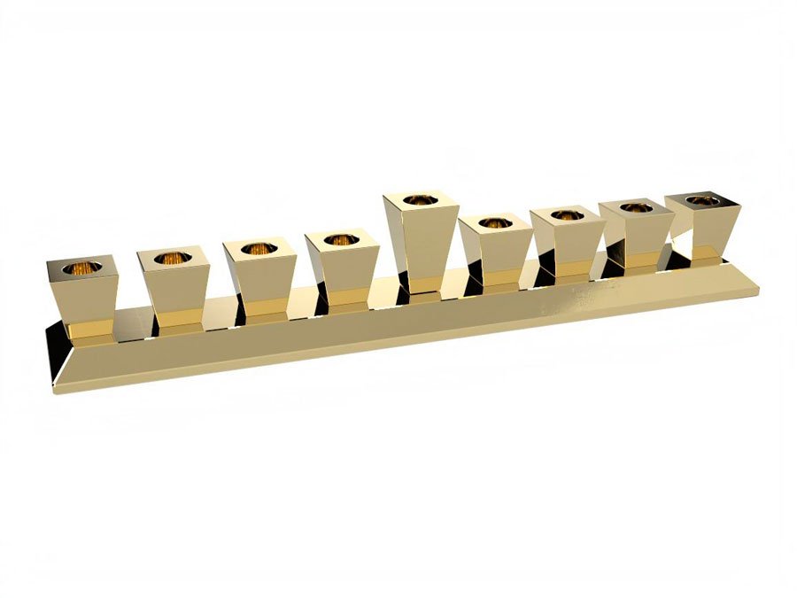 חנוכיות BRASS – מבחר גוונים ועיצובים – חנוכיה BRASS GOLD – דגם 1