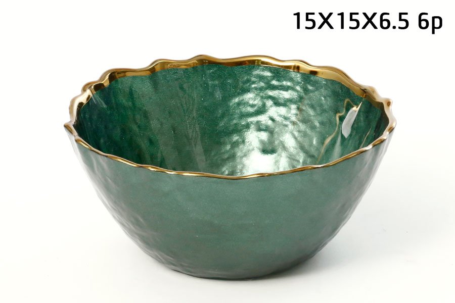 בול למרק 15X15X6.5 ירוק פס זהב