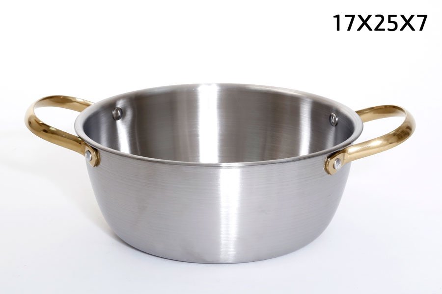 סיר הגשה נירוסטה ידיות זהב DREAM CHEF 17X25X7 כלי בישול איכותי למטבח ולאירוח
