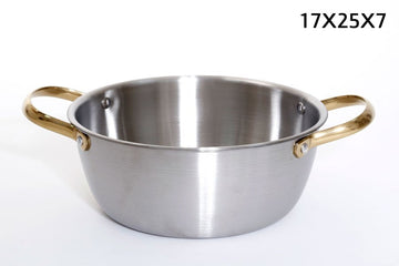 סיר הגשה נירוסטה ידיות זהב DREAM CHEF 17X25X7 כלי בישול איכותי למטבח ולאירוח