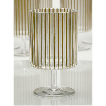 סט 6 גביעי יין עשוי פוליקרבונט שקוף ופסי זהב 360ML