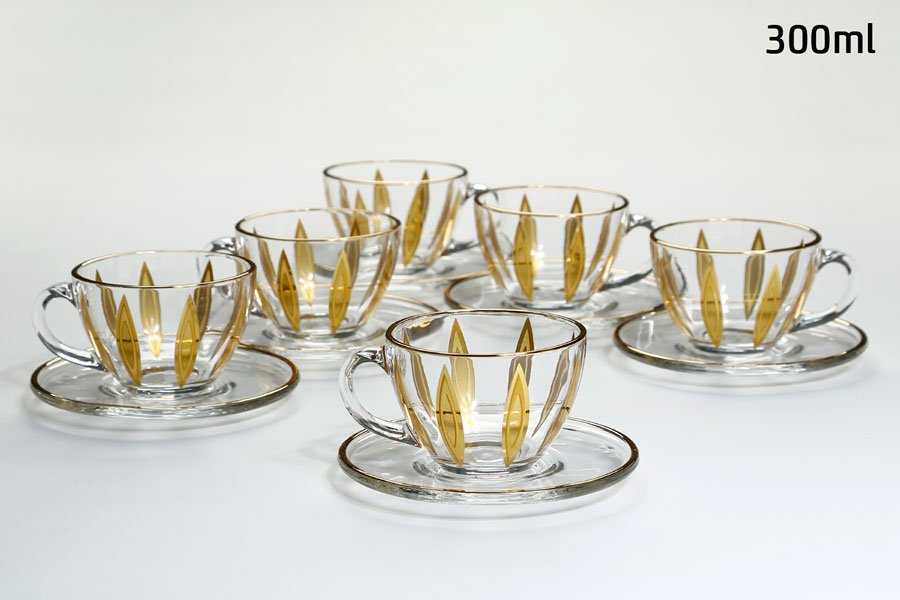 סט תה 12 חלקים crystaline anser gold 300ml סט מעוצב להגשה ולאירוח