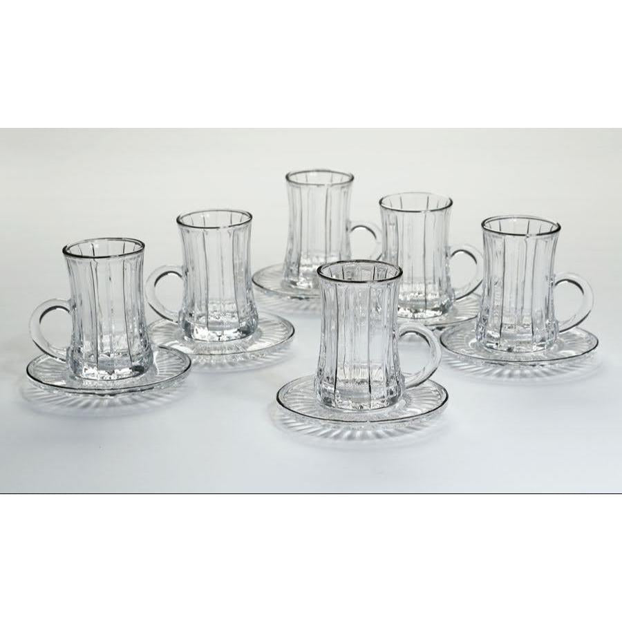 סט 12 ספלים לקפה עשוי קריסטל ופס כסף 200ML