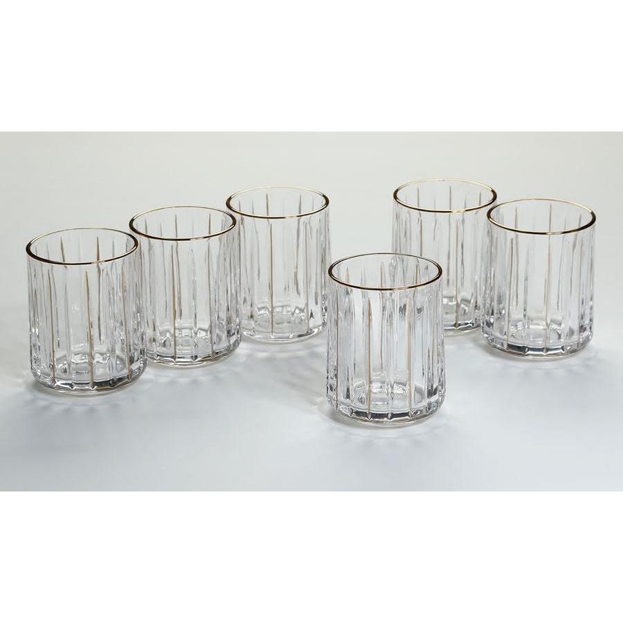 סט 6 כוסות ויסקי עשוי קריסטל ופס זהב 350ML