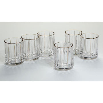 סט 6 כוסות ויסקי עשוי קריסטל ופס זהב 350ML