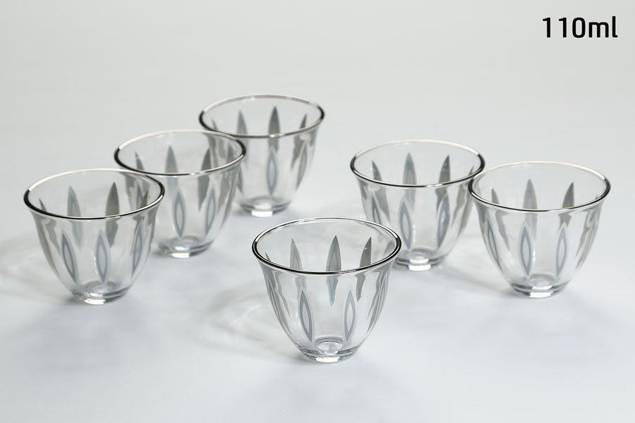 סט 6 כוסות קפה crystalin anser titanium 110ml סט מעוצב להגשה ולאירוח