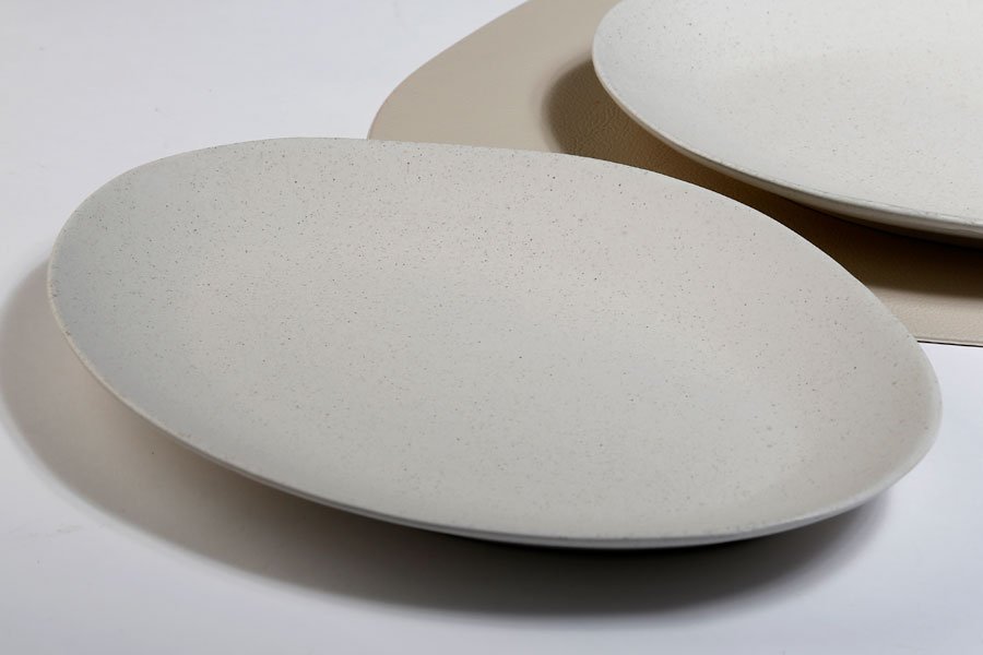 פלטות אובליות STONE WARY – קרם ואפור – פלטה אובלית CREAM+DOP – דגם 2