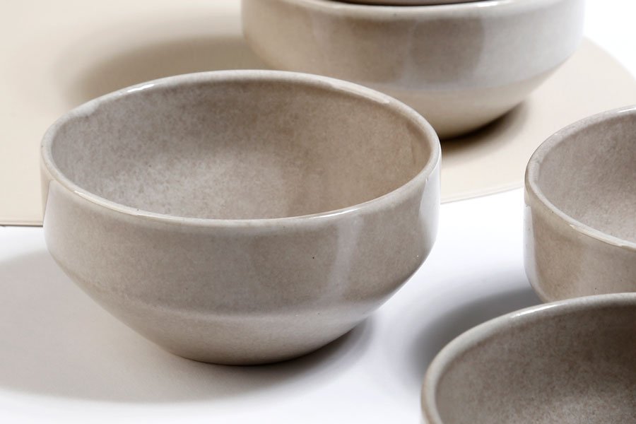 סט 6 קעריות STONE WARY – קרם ואפור – סט 6 בולים GREY – דגם 1