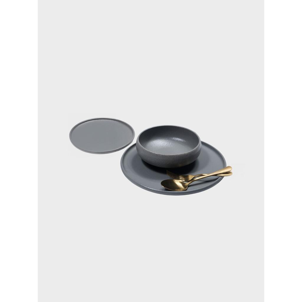סט 18 צלחות STONE WARA GREY אפור