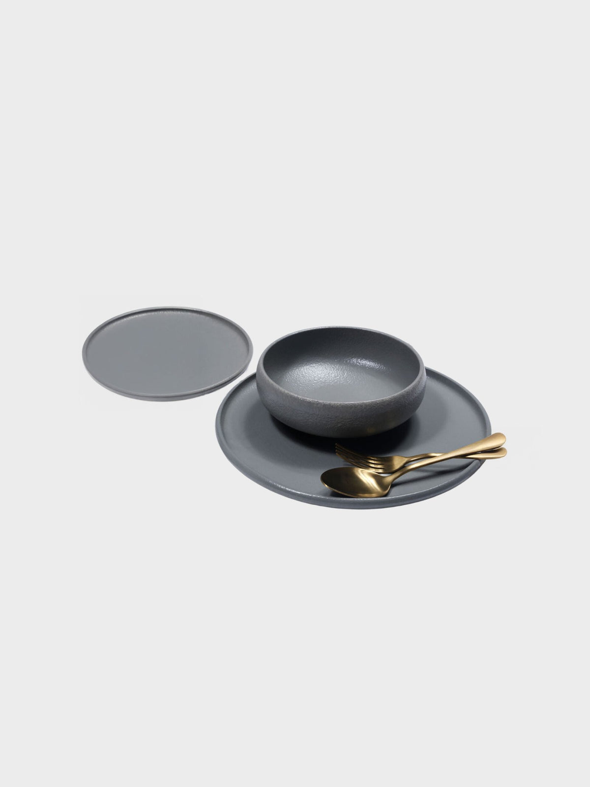 סט 18 צלחות STONE WARA GREY אפור
