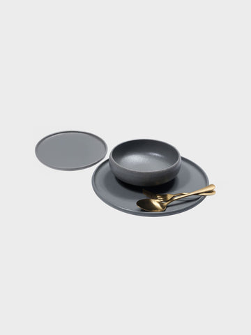 סט 18 צלחות STONE WARA GREY אפור
