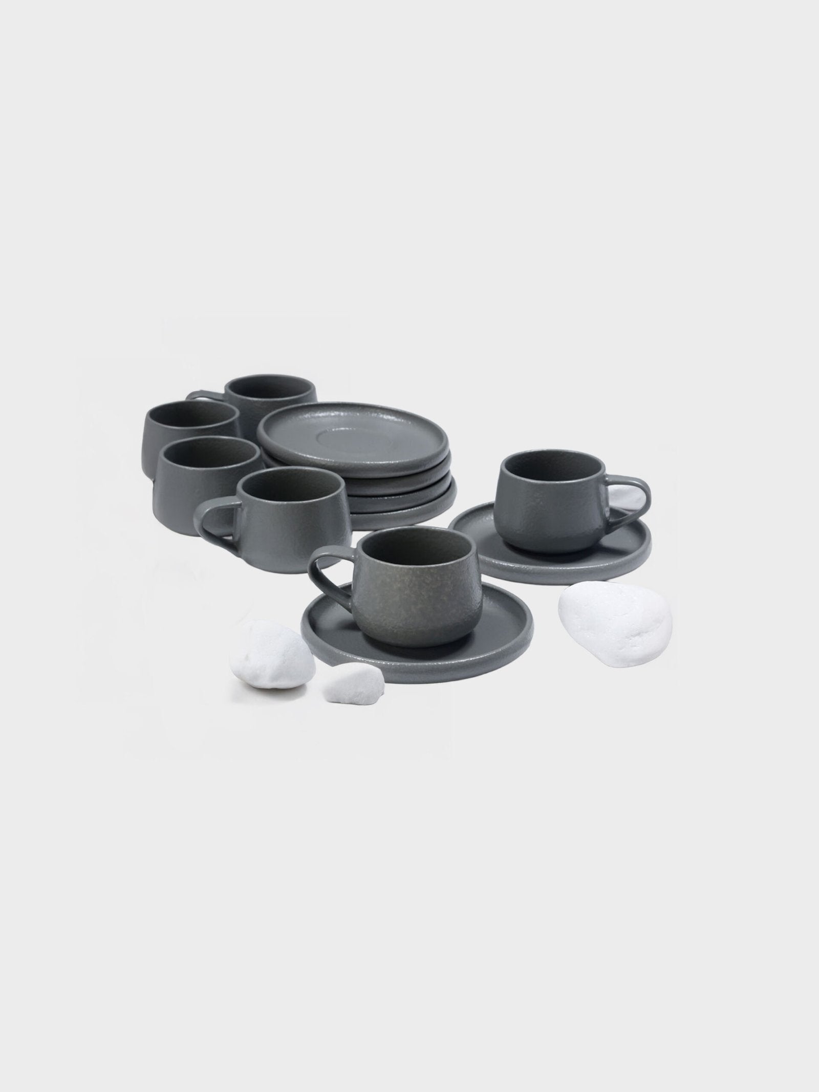 סט תה STONE WARA GREY 320ml סט מעוצב להגשה ולאירוח לשימוש יומיומי ולמתנה בעיצוב מוקפד