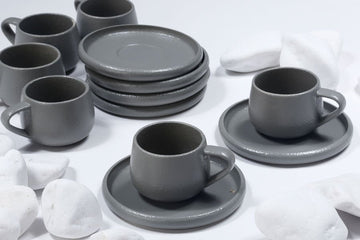 סט קפה STONE WARA GREY 80ml סט מעוצב להגשה ולאירוח לשימוש יומיומי ולמתנה בעיצוב מוקפד