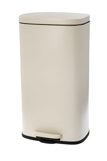 פח אשפה בעיצוב יוקרתי בצבע קרם מט טריקה שקטה 30L