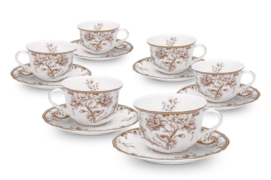 סט תה BONE CHINA LIMOGES בצבע מוקה 200ml סט מעוצב להגשה ולאירוח