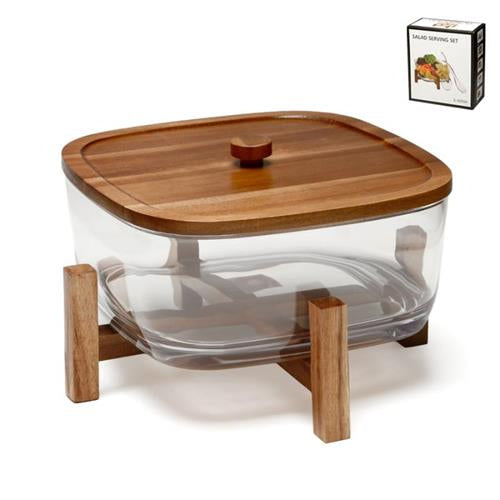 קערת סלט אקריליק בשילוב עץ DREAM CHEF 29x29x18