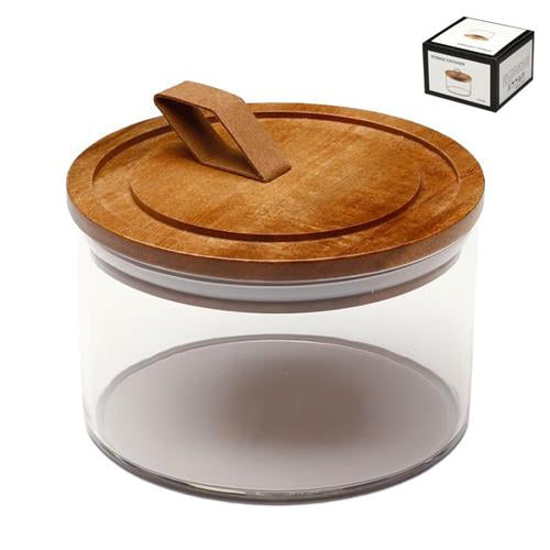 קופסת אחסון אקריליק עם מכסה עץ DREAM CHEF 13x13x9