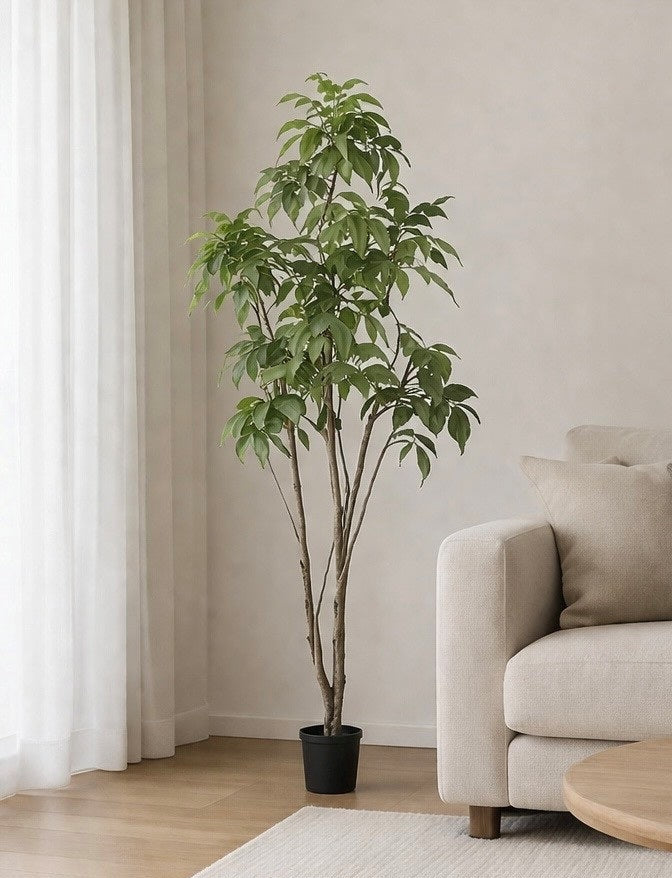 עץ מלאכותי מעוצב עלים ירוקים מרשימים 180X70X76 ס"מ