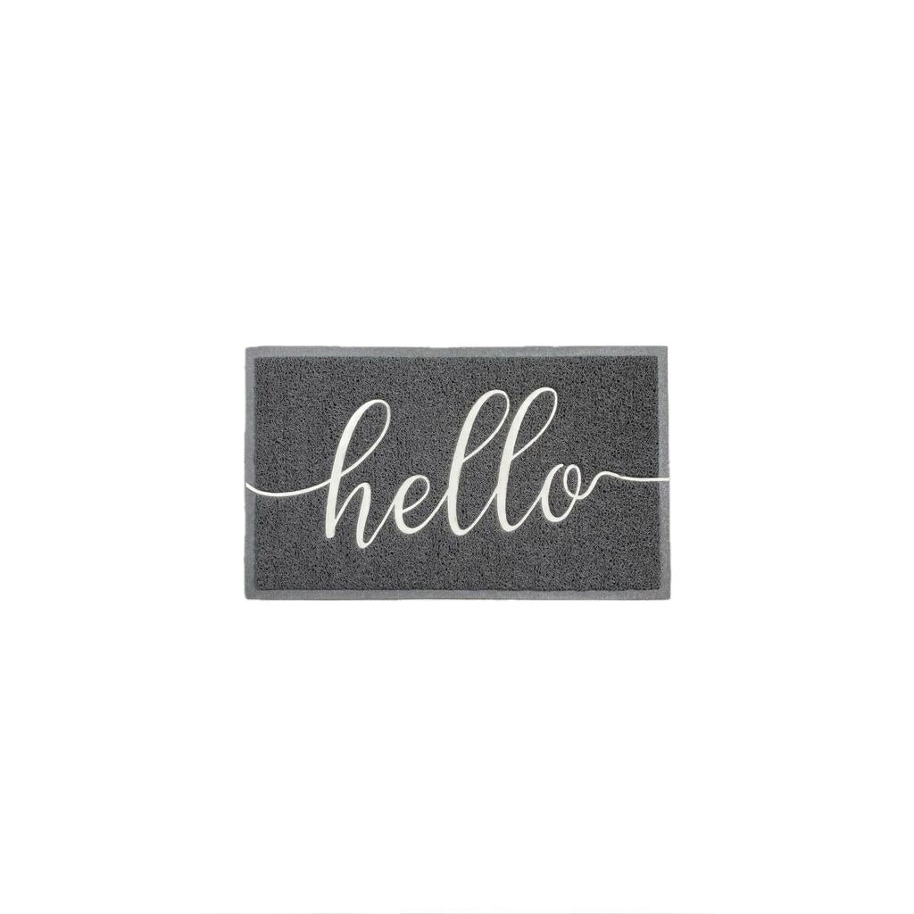 שטיח כניסה לבית דגם רעות עשוי PVC מעוצב כיתוב HELLO
