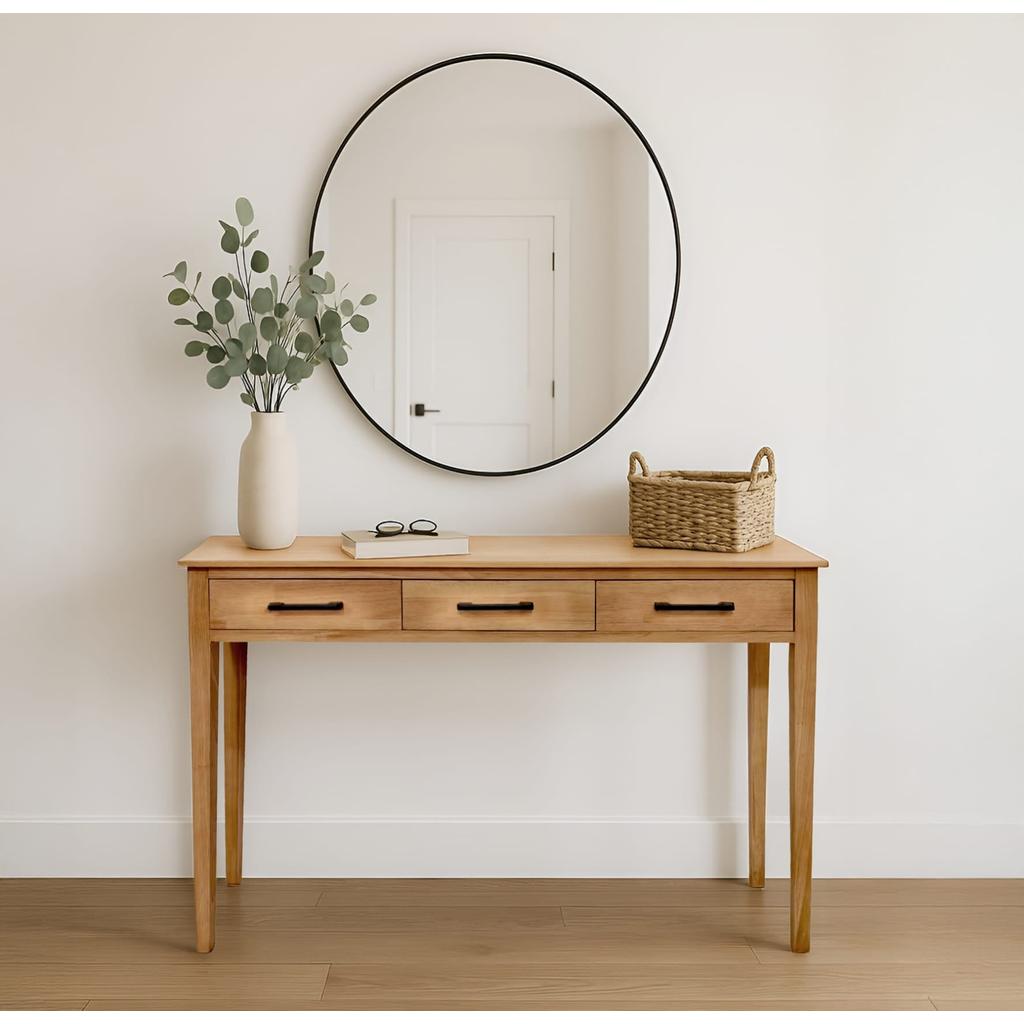 קונסולה דגם וינה עשויה עץ טבעי 3 מגירות בעיצוב יוקרתי
