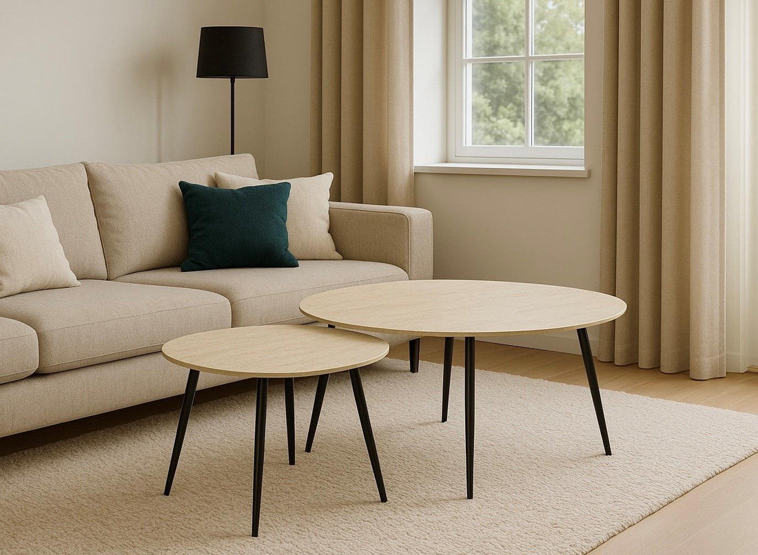 סט 2 שולחנות סלון עגולים בעיצוב מיוחד