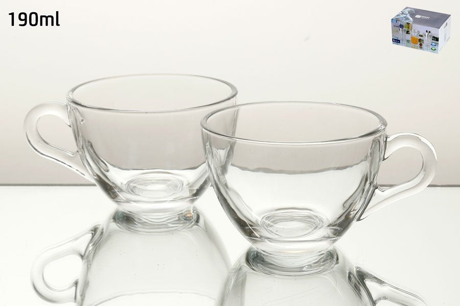 סט 6 ספלי תה זכוכית 190ml סט מעוצב להגשה ולאירוח לשימוש יומיומי ולמתנה בעיצוב מוקפד