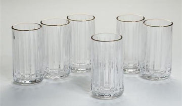 סט 6 כוסות שתיה קרה עשויות קריסטל בשילוב פס זהב 400 מ"ל