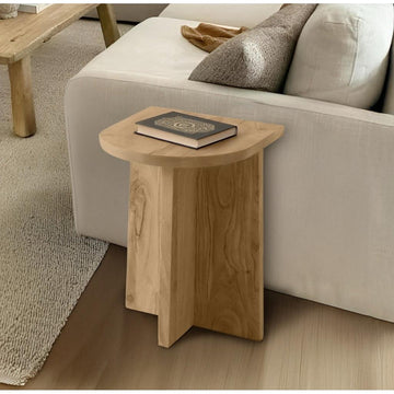 שולחן צד עשוי עץ חום טבעי מעוצב רגל ישרה מרשימה
