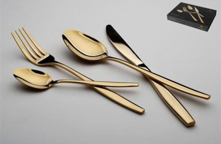 סט סכו"ם 24 חלקים עשוי נירוסטה בעיצוב יוקרתי