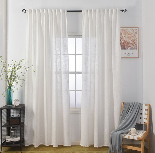 וילון השחלה דגם לידור עשוי דמוי פשתן בצבע שמנת