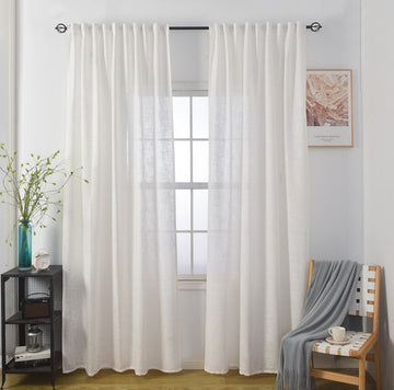 וילון השחלה דגם לידור עשוי דמוי פשתן בצבע שמנת