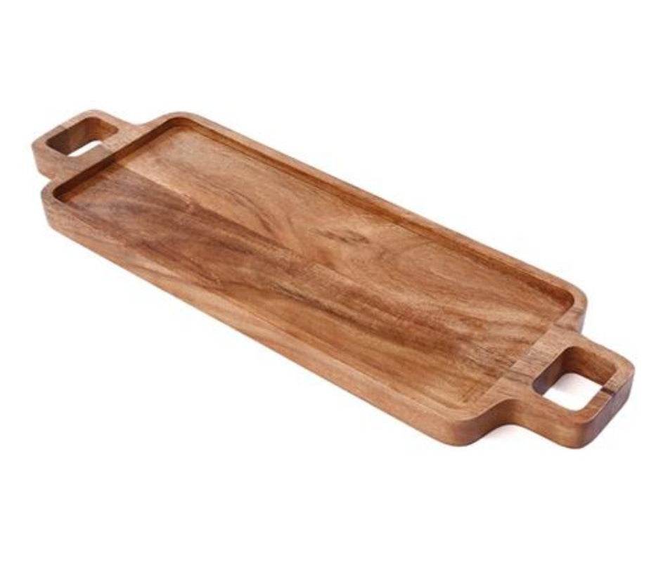 מגש עשוי עץ מלא בגוון חום טבעי מיוחד