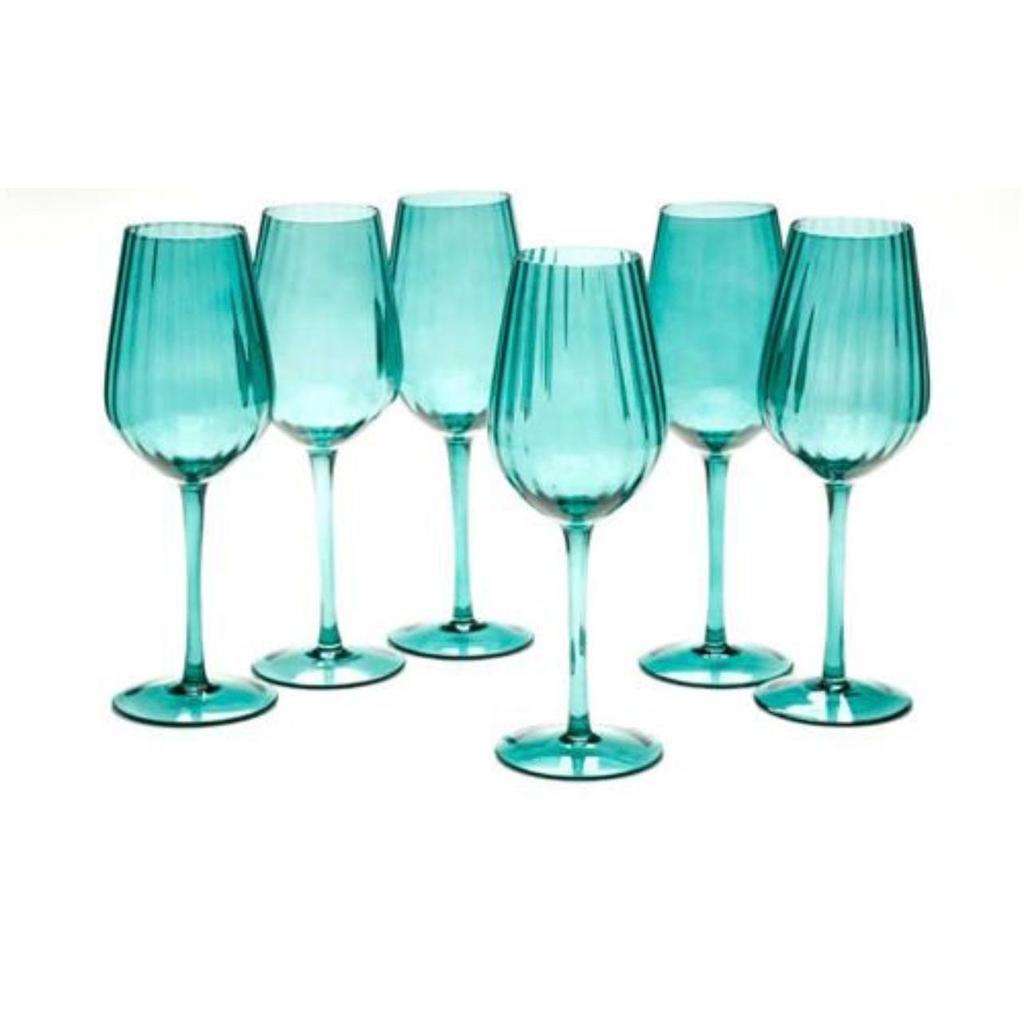 סט 6 גביעי יין עשוי קריסטל טורקיז יוקרתי 850ML