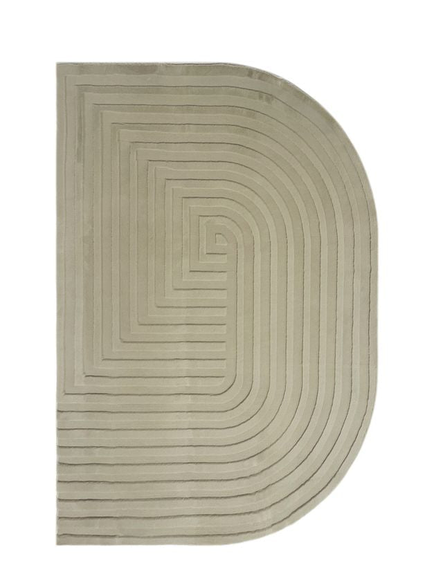 שטיח אסימטרי דגם אמיליה עשוי פרווה בצבע אבן