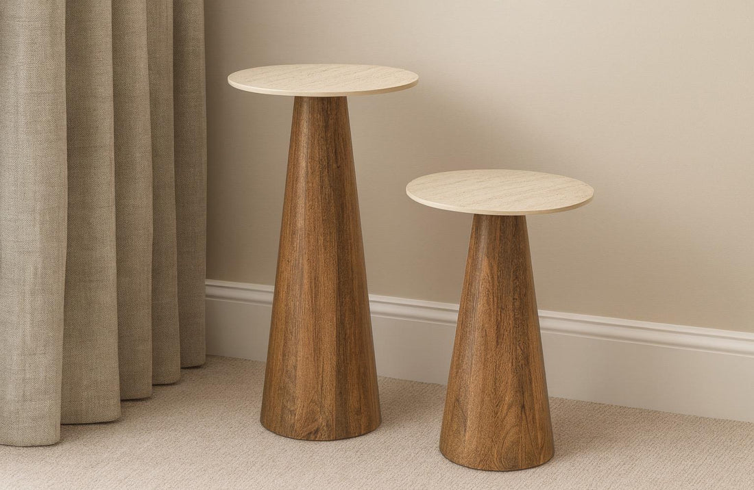 סט 2 שולחנות עשויים עץ מנגו בעיצוב מרשים 