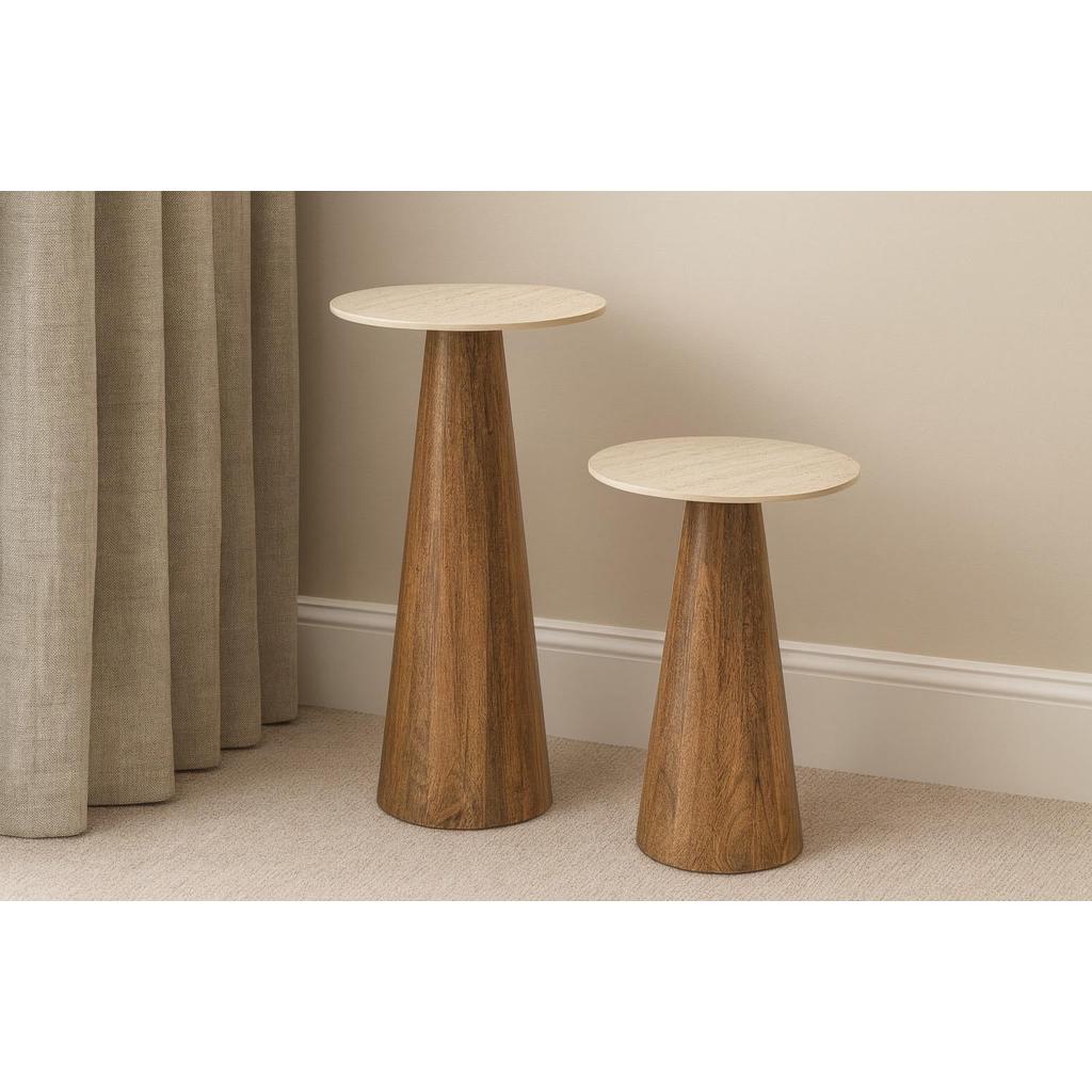 סט 2 שולחנות עשויים עץ מנגו בעיצוב מרשים 