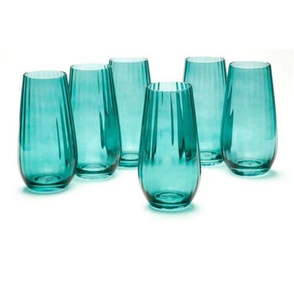 סט 6 כוסות שתיה קרה עשוי קריסטל טורקיז מרהיב 480ML