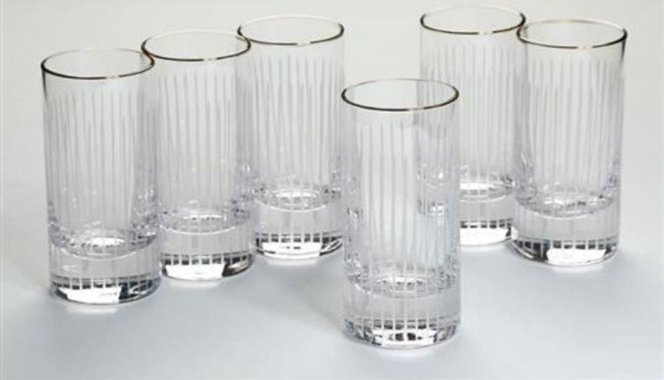 סט 6 כוסות שתיה עשויות קריסטל בשילוב פס זהב מרשים 400 מ"ל