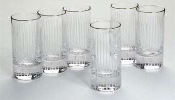 סט 6 כוסות שתיה עשויות קריסטל בשילוב פס זהב מרשים 400 מ"ל